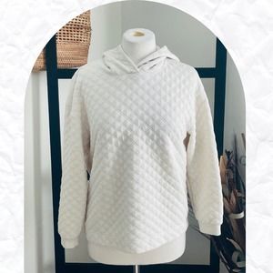 Madewell Women's White Quilted Long Sleeved Pullover Sweater Hoodie Size XS